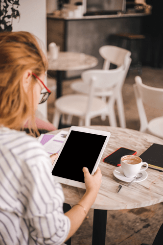 Woman Holding Tablet Mockup