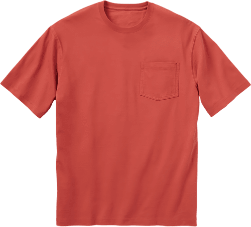 Faded Red Crew Neck Pocket T Shirt Mockup
