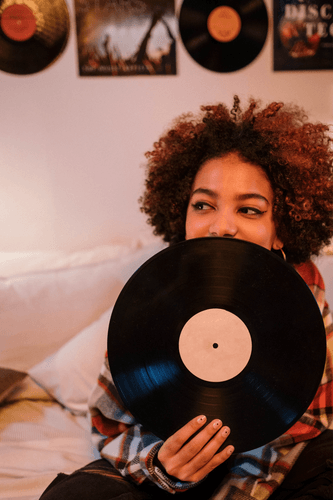 Girl Holding Vinyl Mockup