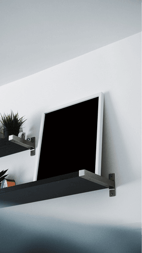 White Frame Mockup Mounted On A Shelf