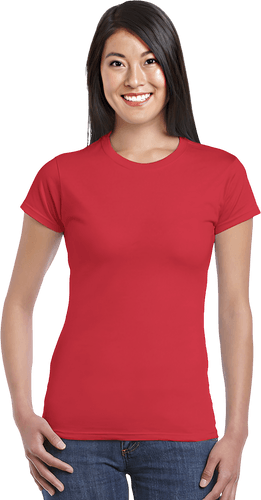 Woman Slim Fit Round Neck Red Tshirt Mockup