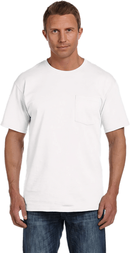 Man Standard Fit White Pocket T Shirt Mockup