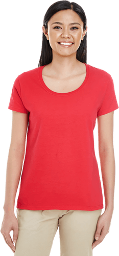 Woman Crewneck Gildan T Shirt Mockup