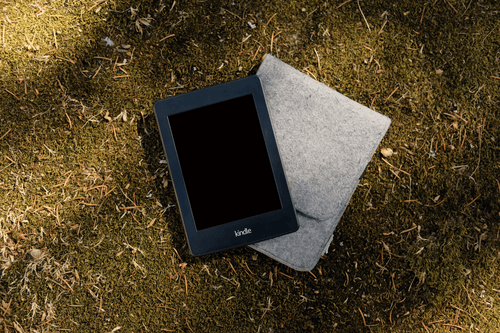 Kindle Mockup On Pouch With Top View