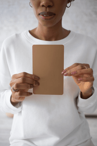 African American Holding Card Mockup