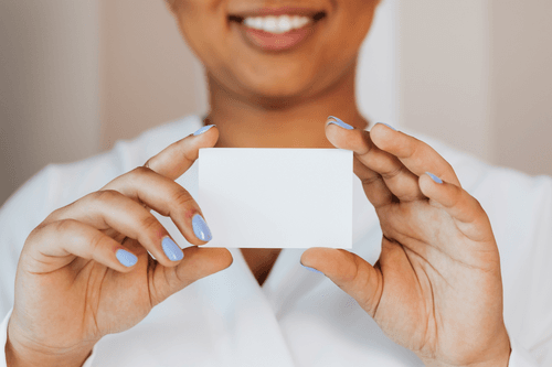 Woman Holding Business Card Mockup